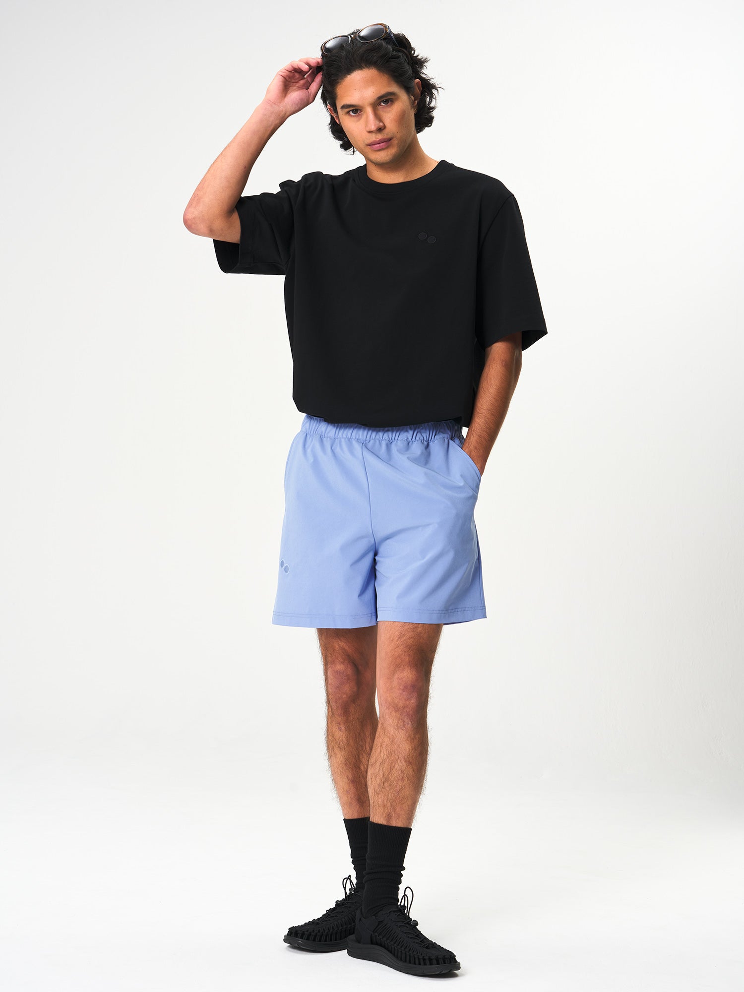 pinqponq-Active-Shorts-Pool-Blue-model-front