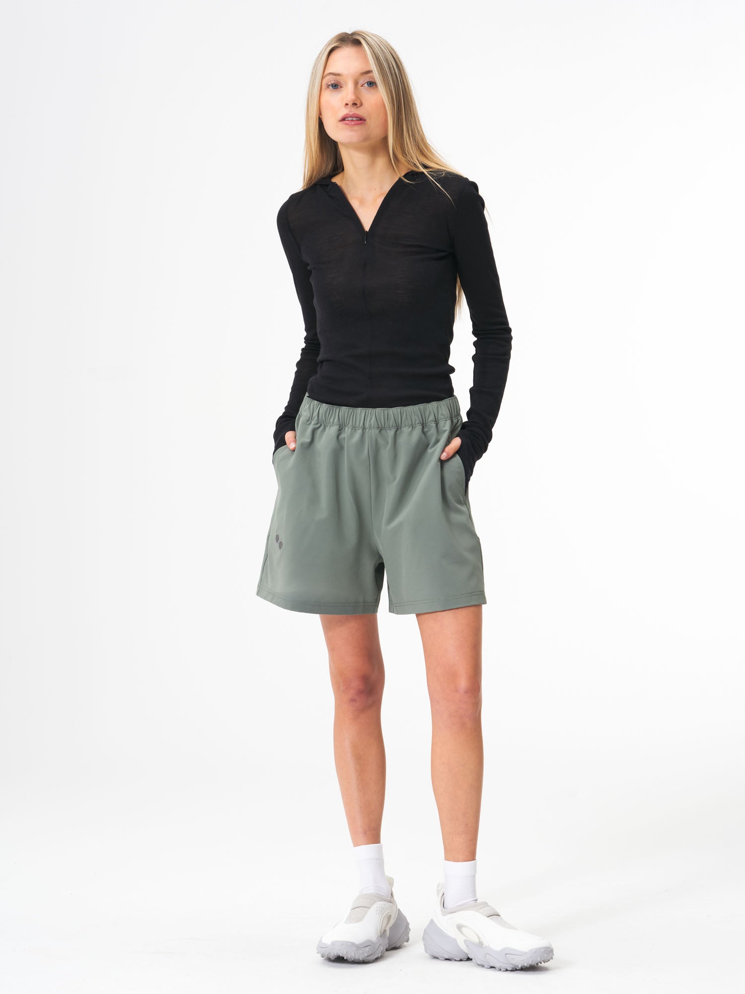 pinqponq-Active-Shorts-Desert-Sage-model-female-front